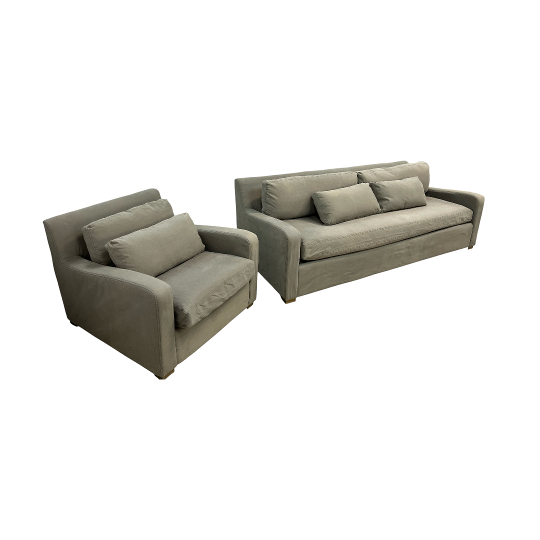 Restoration Hardware Sleeper Sofa and Armchair Set