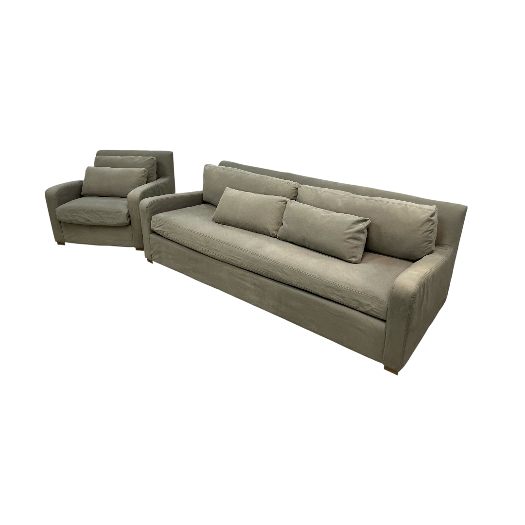 Restoration Hardware Sleeper Sofa and Armchair Set
