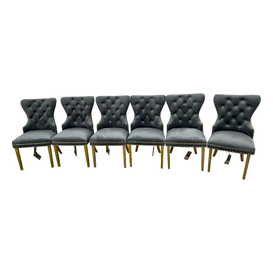 Rosdorf Park Upholstered Dining Chairs, Tufted Back Design With Stainless Steel Leg (Set of 6)