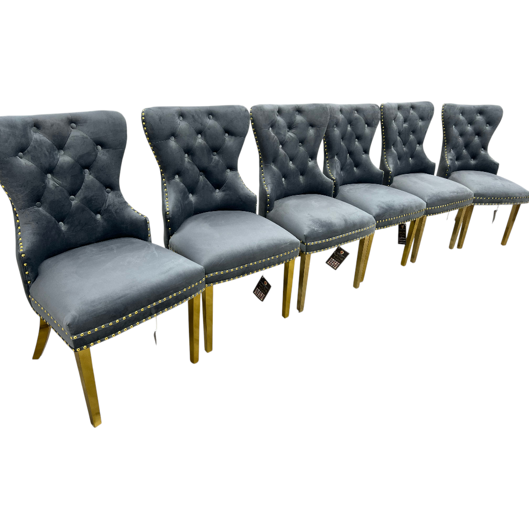 Rosdorf Park Upholstered Dining Chairs, Tufted Back Design With Stainless Steel Leg (Set of 6)