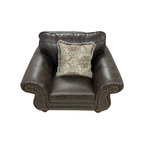 Roundhill Furniture Leinster Faux Leather Upholstered Nailhead Loveseat And Chair in Espresso Set