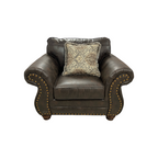 Roundhill Furniture Leinster Faux Leather Upholstered Nailhead Loveseat And Chair in Espresso Set