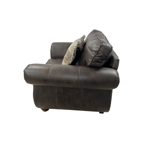 Roundhill Furniture Leinster Faux Leather Upholstered Nailhead Loveseat And Chair in Espresso Set, image 12