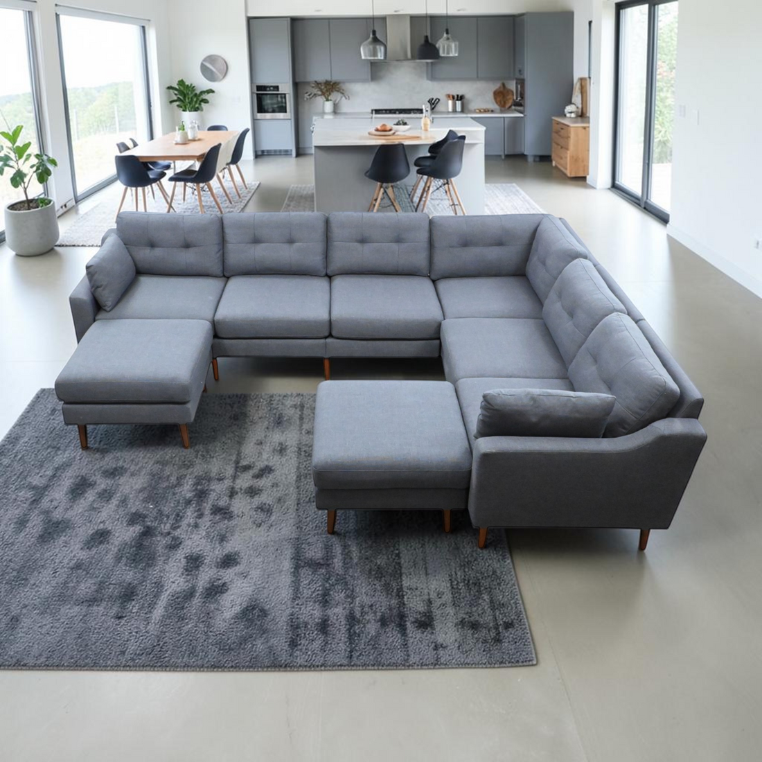 Burrow Nomad 6-Seat Corner Sectional with Two Ottomans