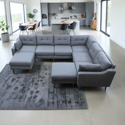 Burrow Nomad 6-Seat Corner Sectional with Two Ottomans, image 1