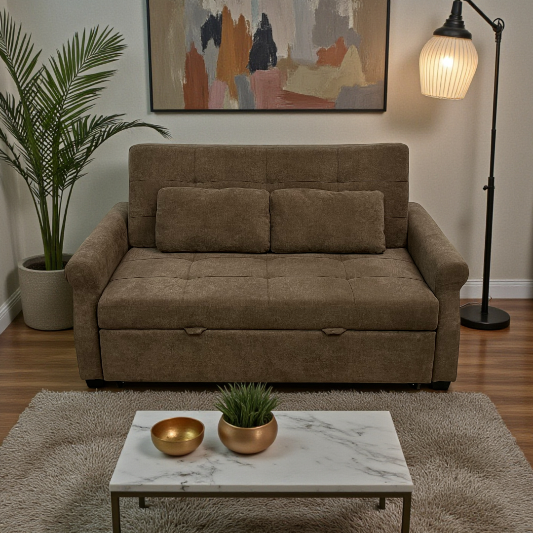 Serta Sabrina Queen Rolled Arm Tufted Back Convertible Sleeper Sofa with Cushions