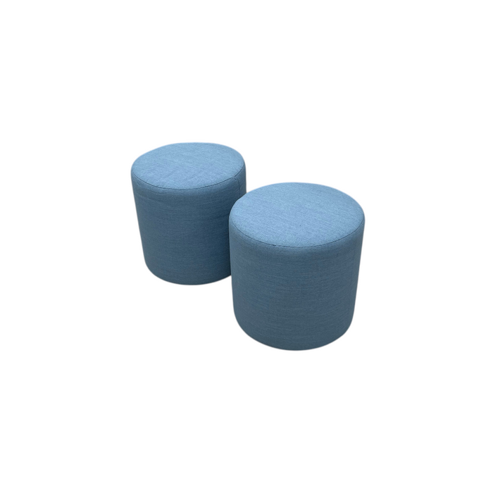 Skyline Furniture Round Thalia Ottoman in Velvet Ocean: Padded, Pine Frame Set of 2, image 2