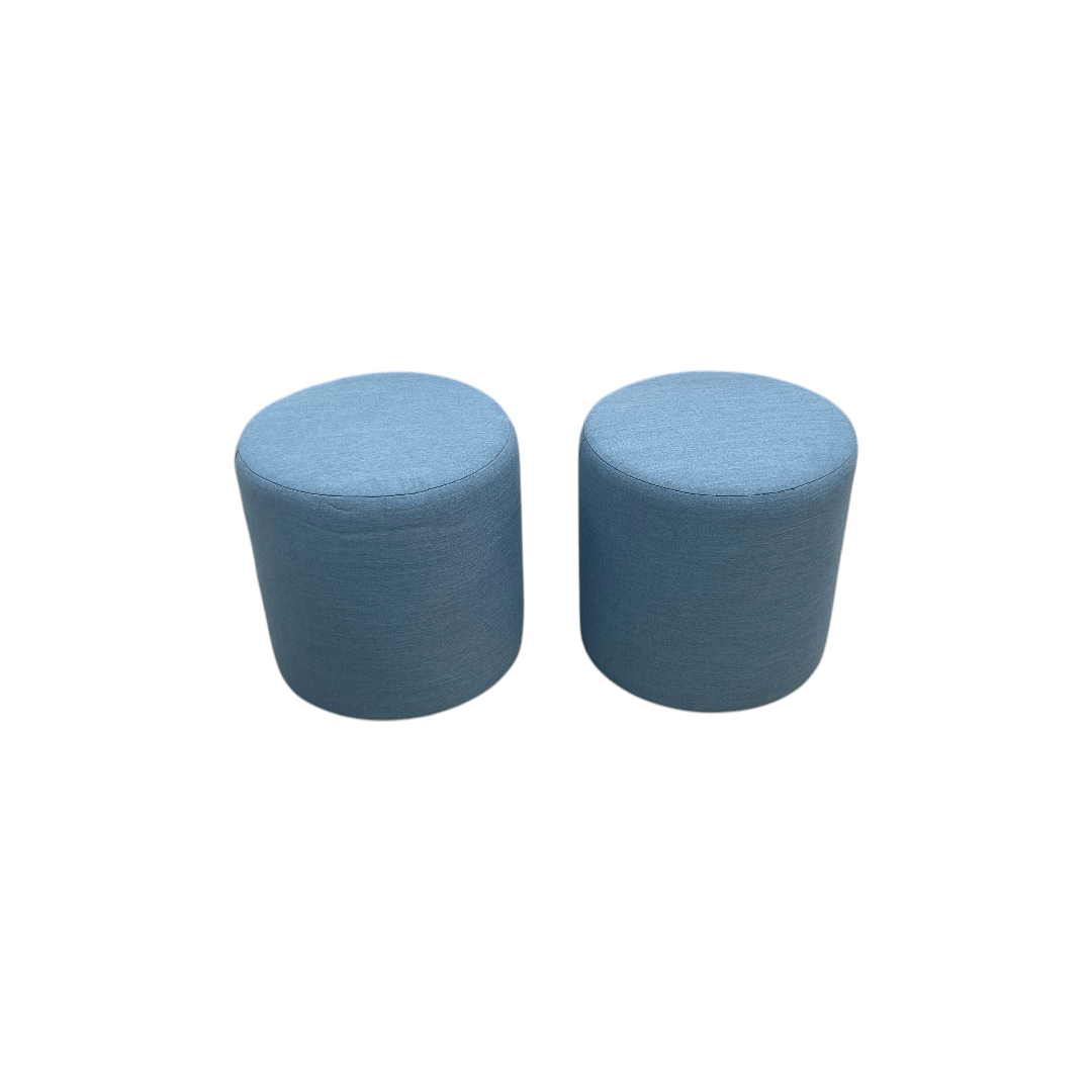 Skyline Furniture Round Thalia Ottoman in Velvet Ocean: Padded, Pine Frame Set of 2