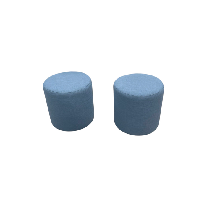 Skyline Furniture Round Thalia Ottoman in Velvet Ocean: Padded, Pine Frame Set of 2, image 3