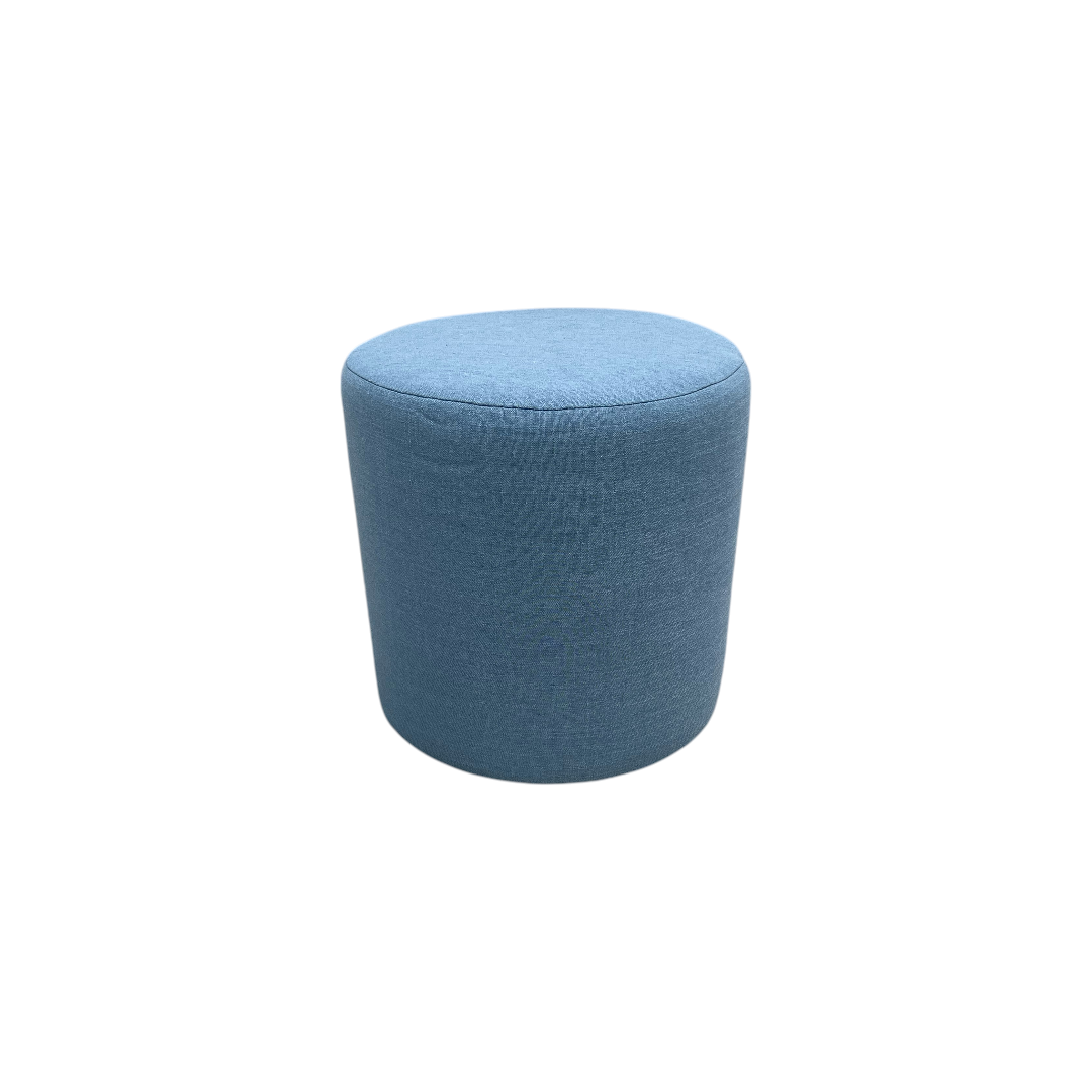 Skyline Furniture Round Thalia Ottoman in Velvet Ocean: Padded, Pine Frame Set of 2