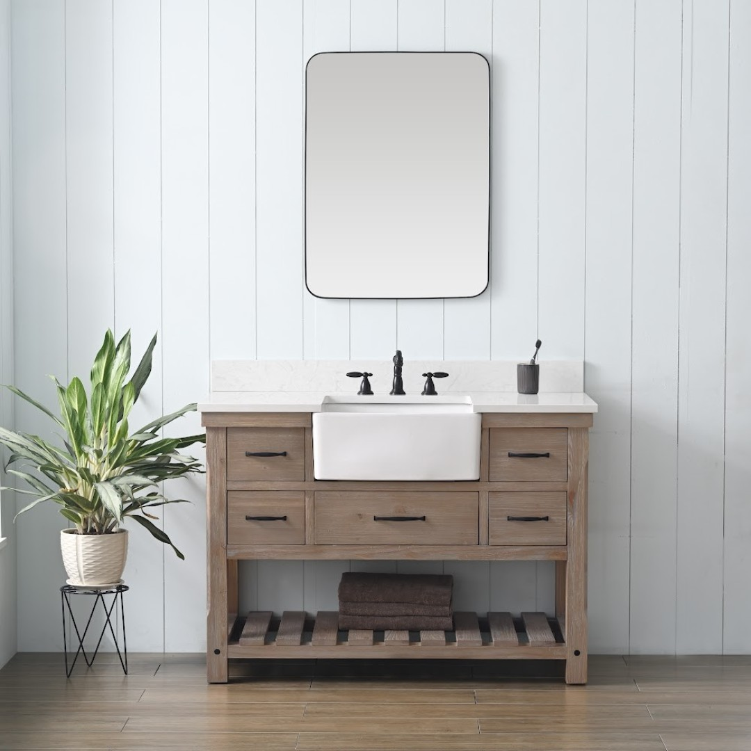 Sudio Design Wesley 48″ Weathered Natural Vanity with Ariston White Top