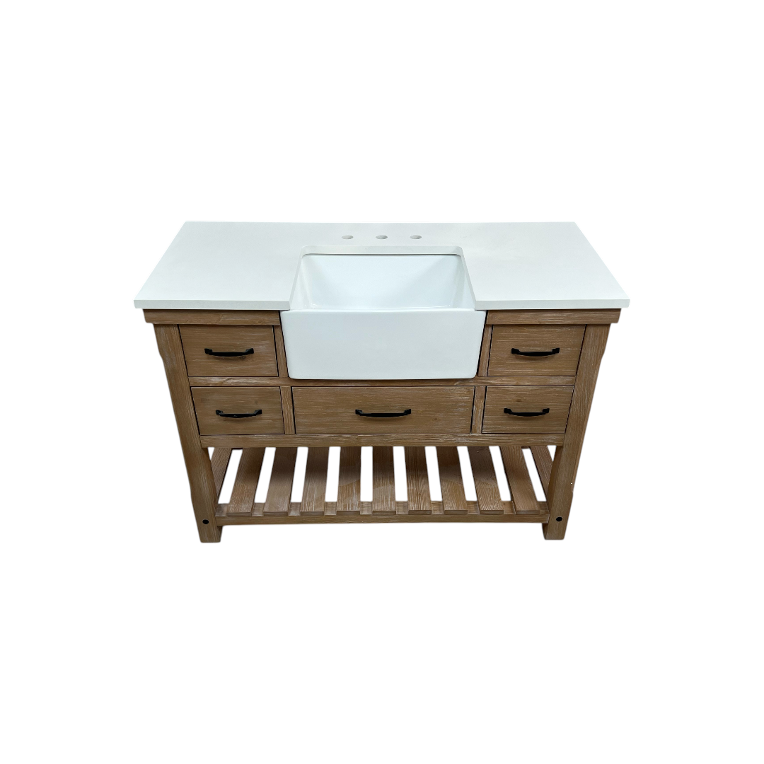 Sudio Design Wesley 48″ Weathered Natural Vanity with Ariston White Top