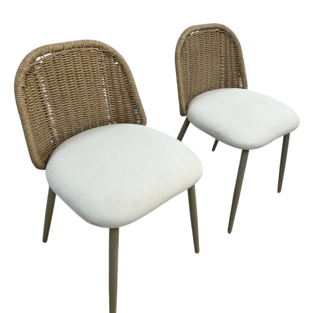 TOV Alexa Rattan Performance Fabric Dining Chair Set of 2
