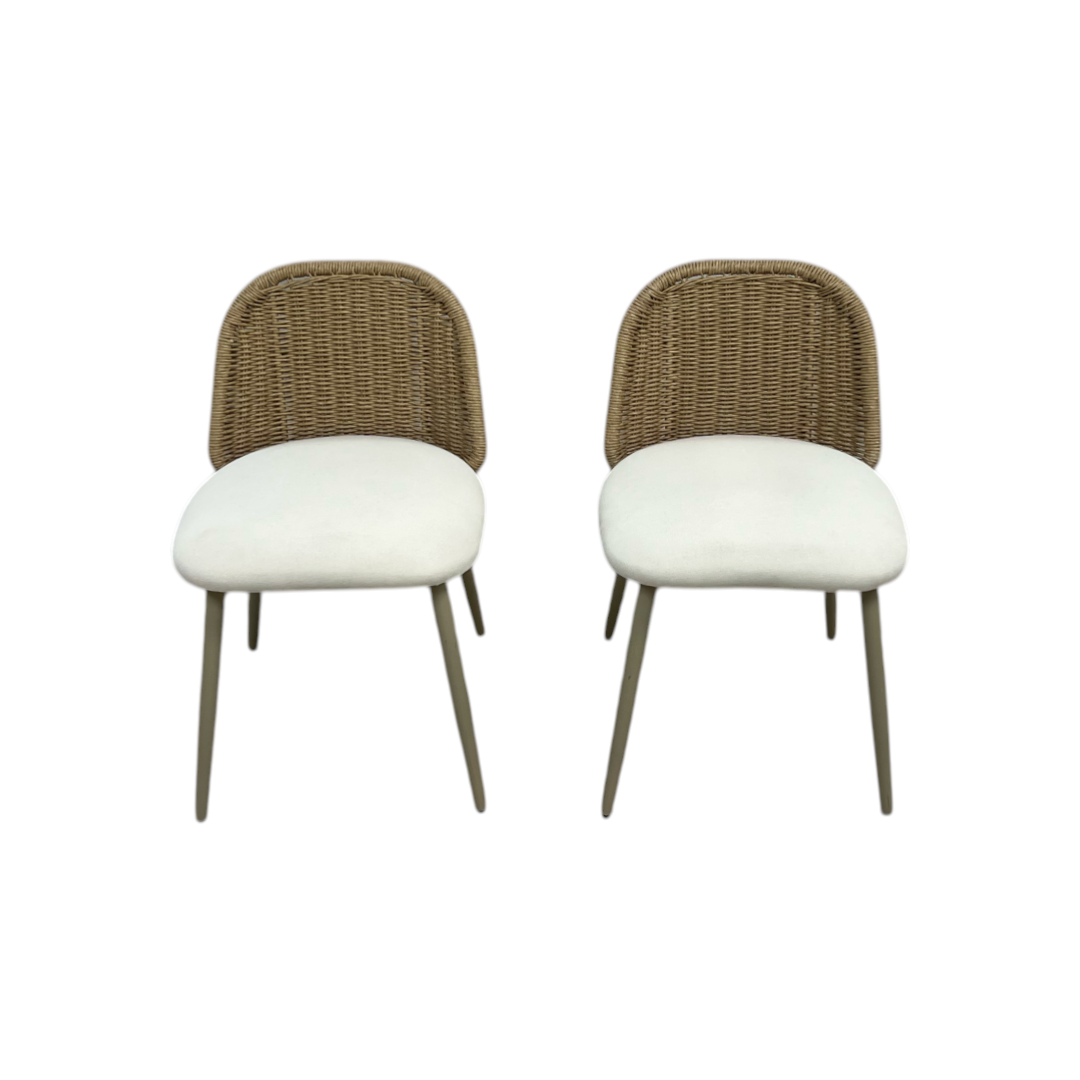 TOV Alexa Rattan Performance Fabric Dining Chair Set of 2