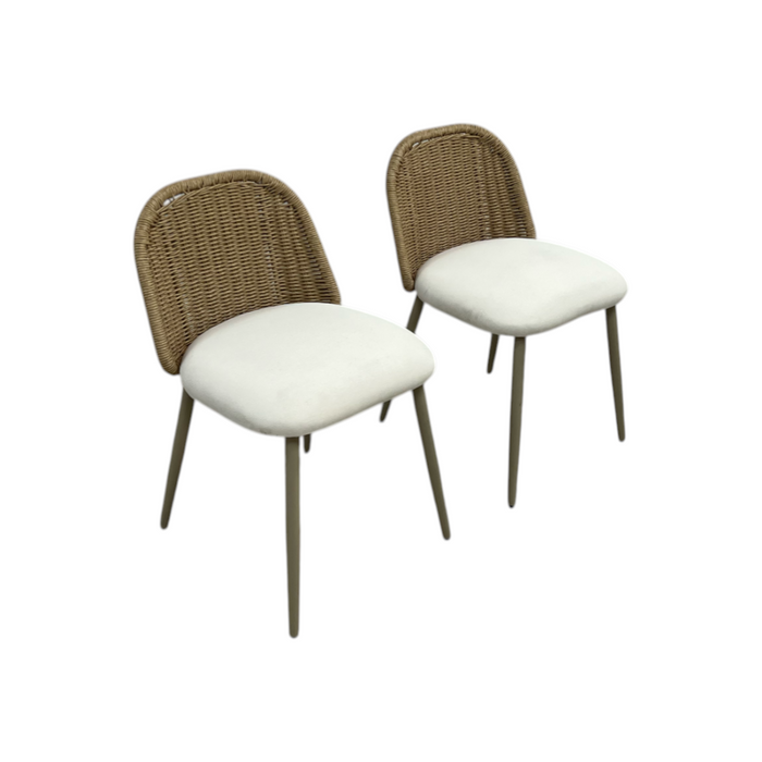 TOV Alexa Rattan Performance Fabric Outdoor Dining Chair Set of 2, image 3