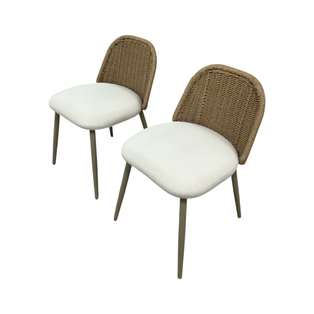 TOV Alexa Rattan Performance Fabric Dining Chair Set of 2