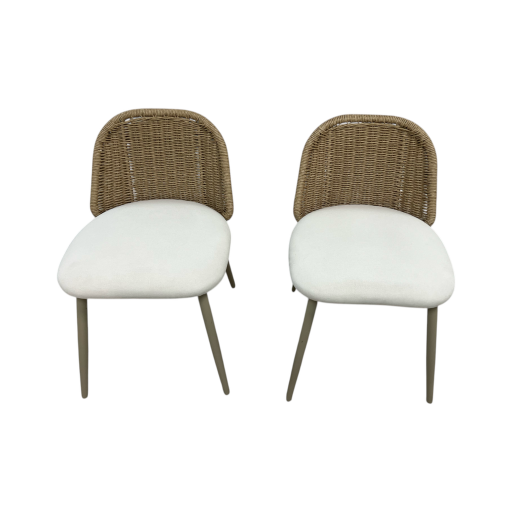 TOV Alexa Rattan Performance Fabric Dining Chair Set of 2