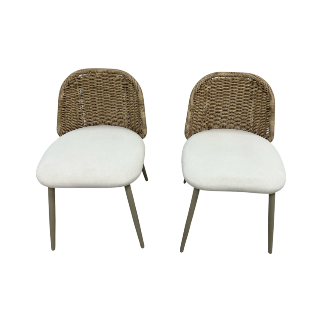 TOV Alexa Rattan Performance Fabric Dining Chair Set of 2