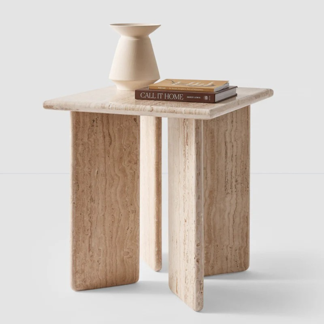 The Citizenry Amata Travertine Side Table
