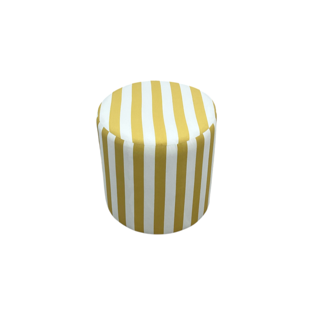 The Inside Drum Ottoman - Citrine Cabana Stripe
