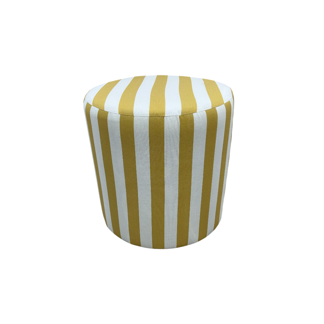 The Inside Drum Ottoman - Citrine Cabana Stripe