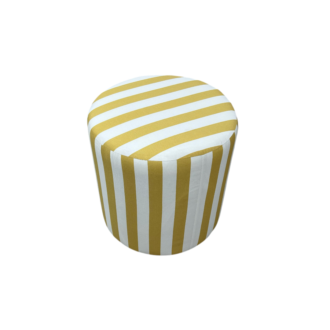 The Inside Drum Ottoman - Citrine Cabana Stripe