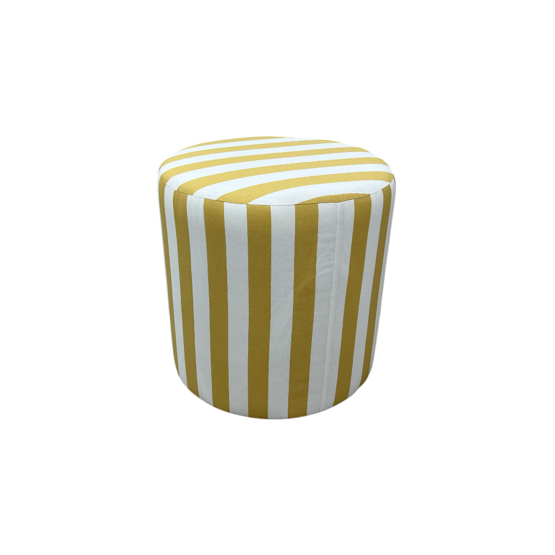 The Inside Drum Ottoman - Citrine Cabana Stripe