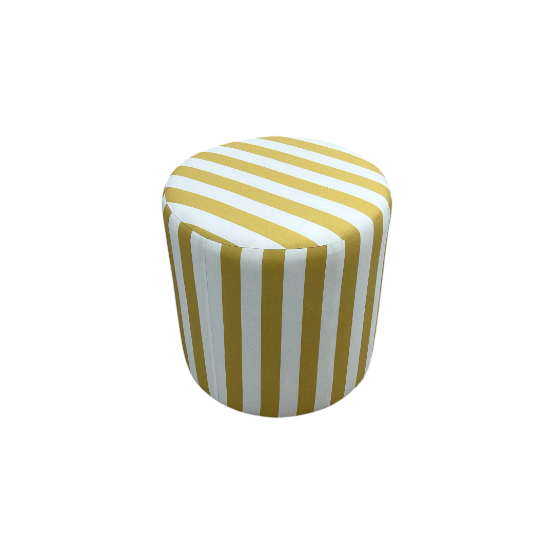The Inside Drum Ottoman - Citrine Cabana Stripe