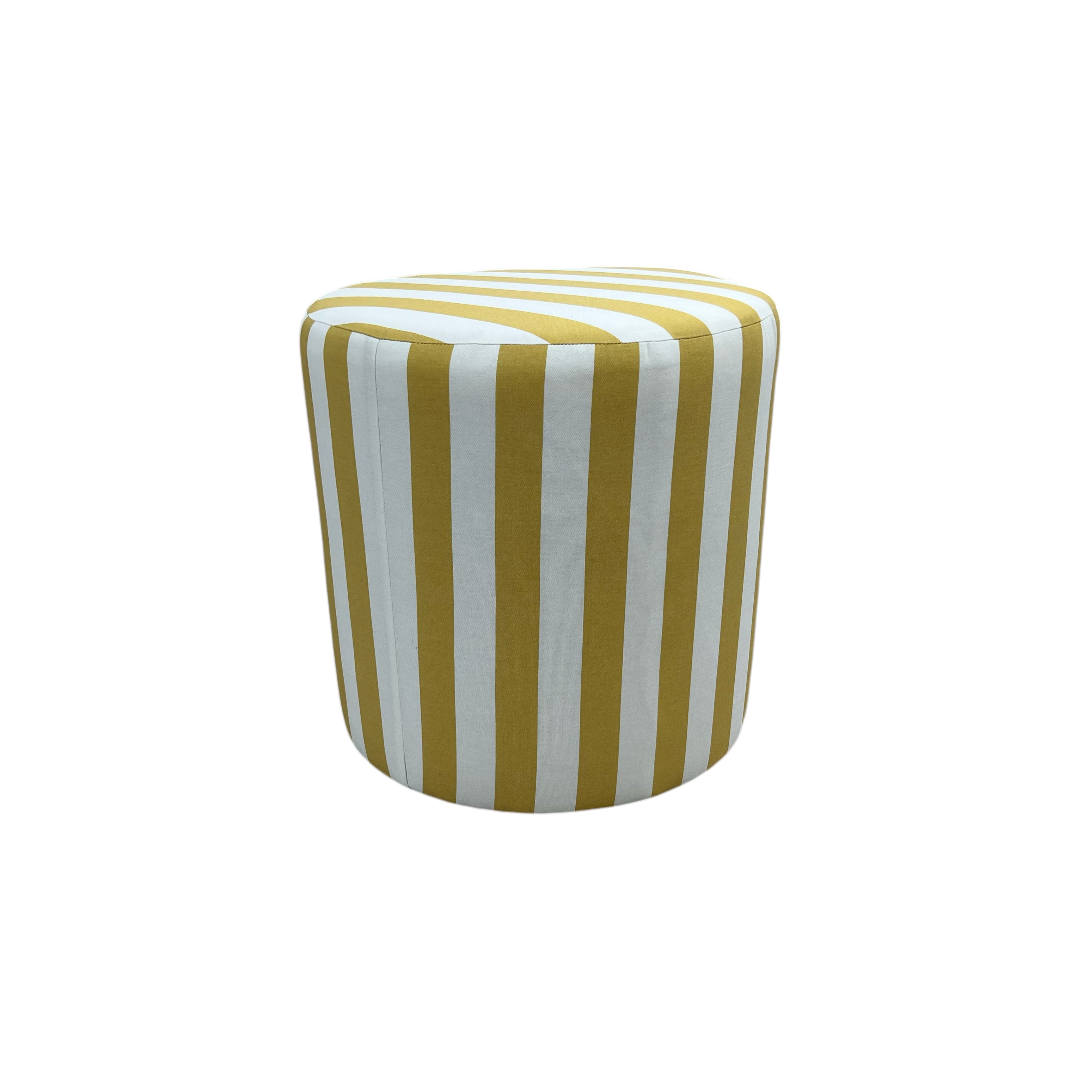 The Inside Drum Ottoman - Citrine Cabana Stripe