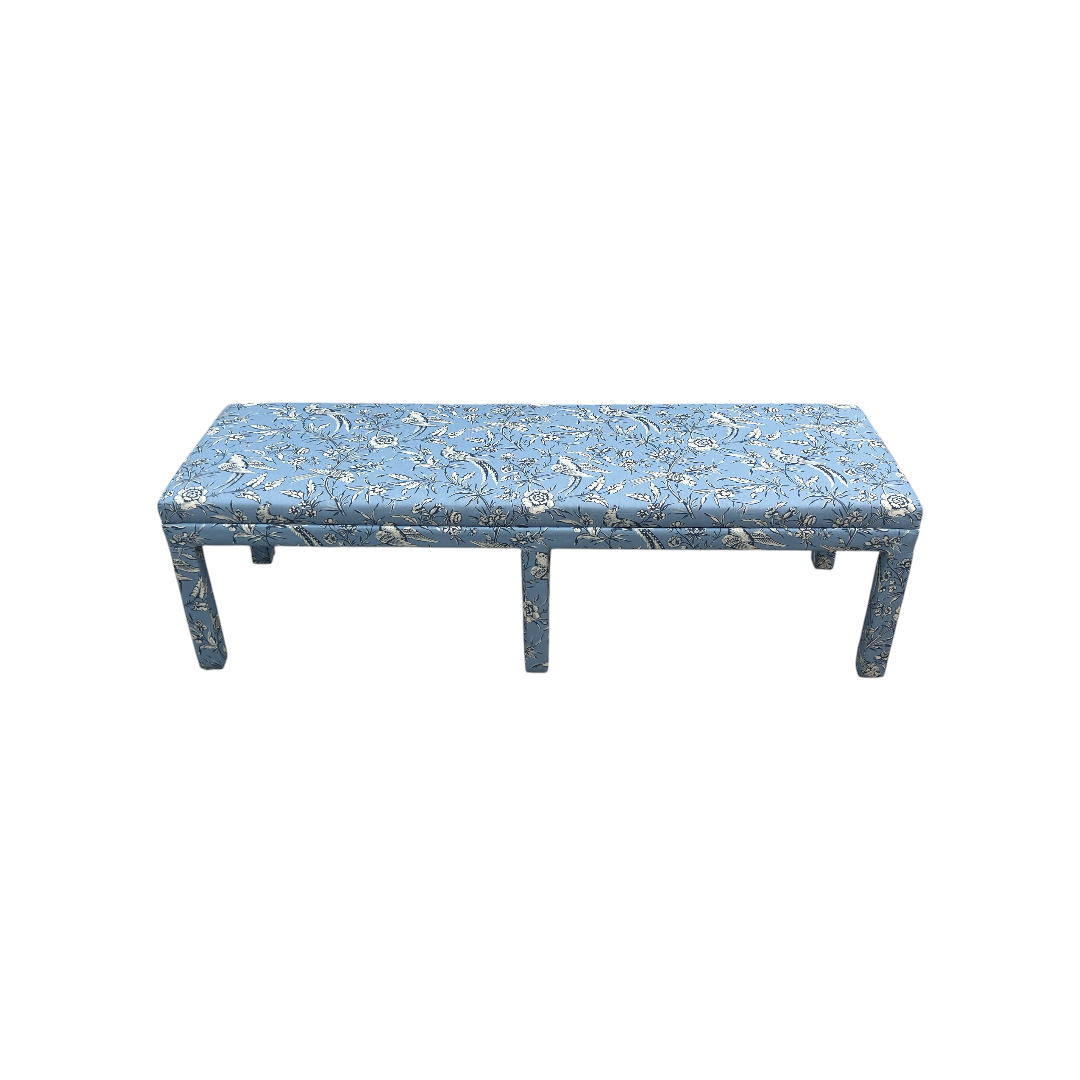 The Inside Parsons Bench - Blue Aviary by Scalamandré