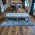 The Inside Parsons Bench - Blue Aviary by Scalamandré, 60" × 18" × 18" — image 1 of 4