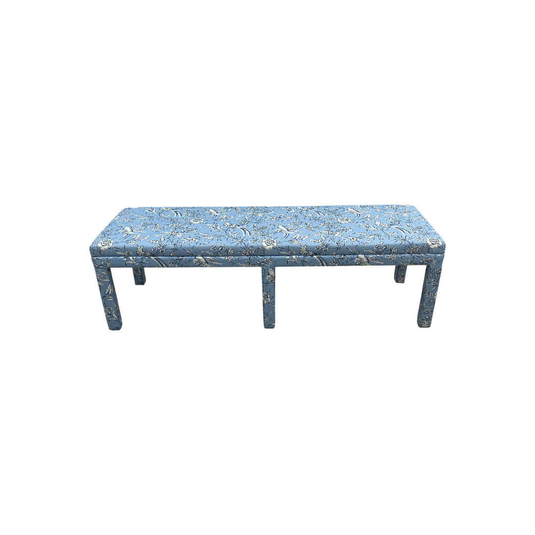 The Inside Parsons Bench - Blue Aviary by Scalamandré