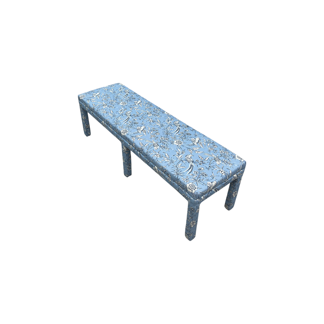 The Inside Parsons Bench - Blue Aviary by Scalamandré