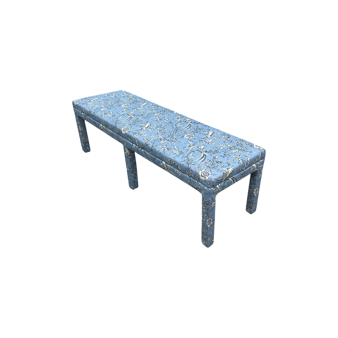 The Inside Parsons Bench - Blue Aviary by Scalamandré