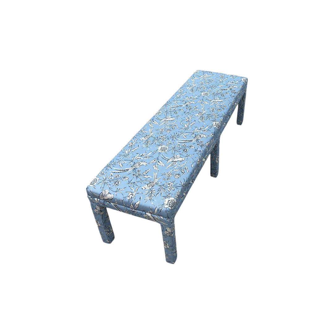 The Inside Parsons Bench - Blue Aviary by Scalamandré