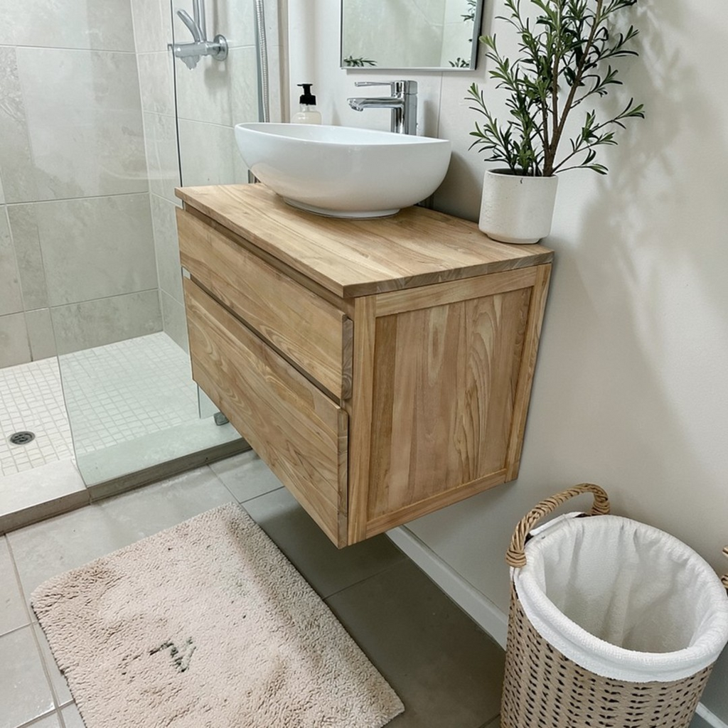 Tikamoon Jacob Solid Teak Wall-Mounted Single Vanity