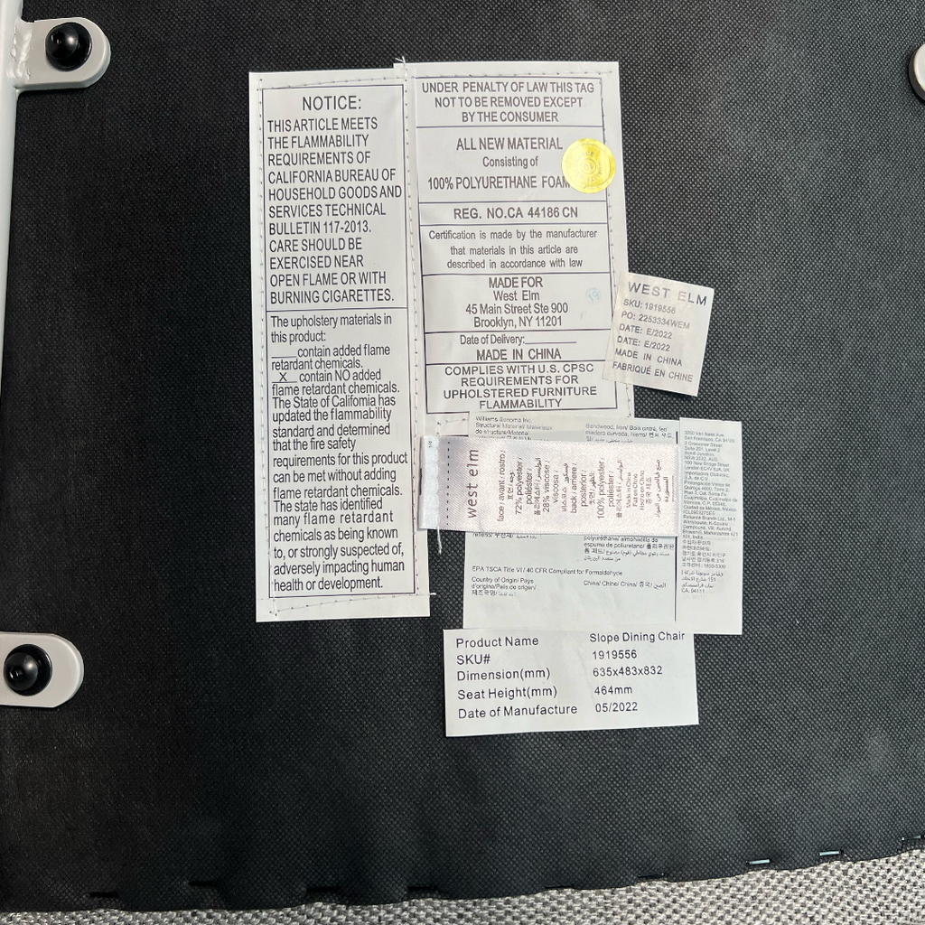 Urban Wood Goods Uptown Reclaimed Wood Dining Table and West Elm Slope Dining Chair Set