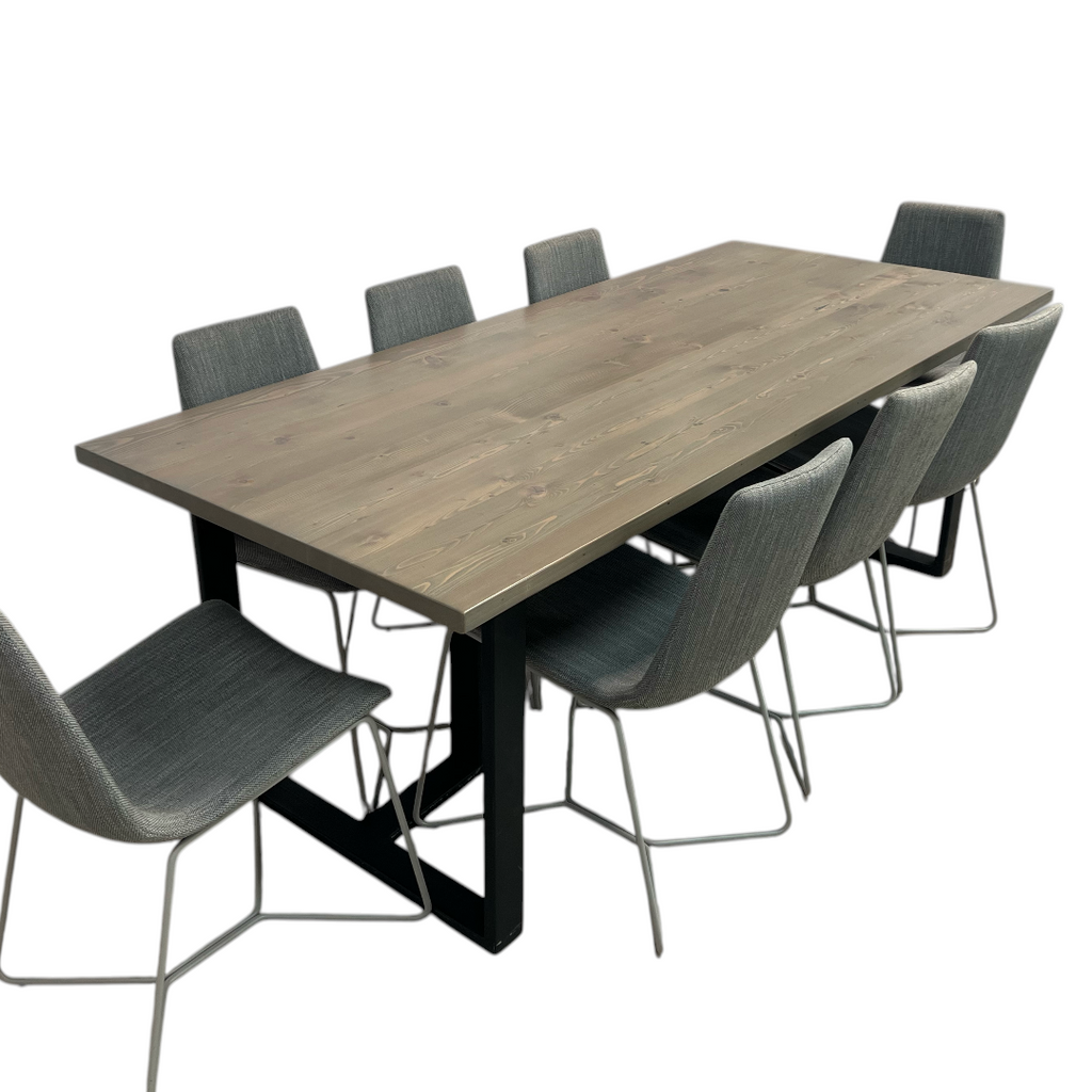 Urban Wood Goods Uptown Reclaimed Wood Dining Table and West Elm Slope Dining Chair Set