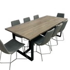 Urban Wood Goods Uptown Reclaimed Wood Dining Table and West Elm Slope Dining Chair Set