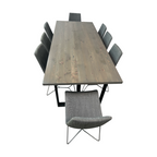 Urban Wood Goods Uptown Reclaimed Wood Dining Table and West Elm Slope Dining Chair Set