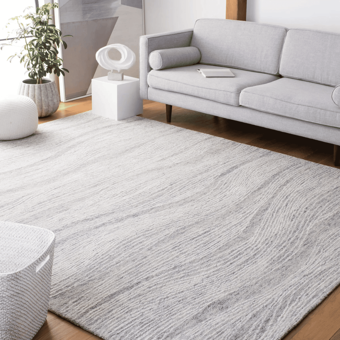 Beachcrest Home Wimmer Abstract Handmade Tufted Wool Ivory Area Rug
