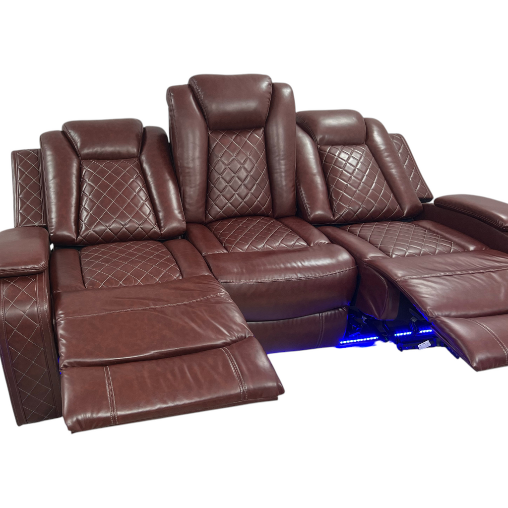 Winston Porter Charolett Breathing Leather Power Recliner Sofa with USB Ports Couch and Chair Set
