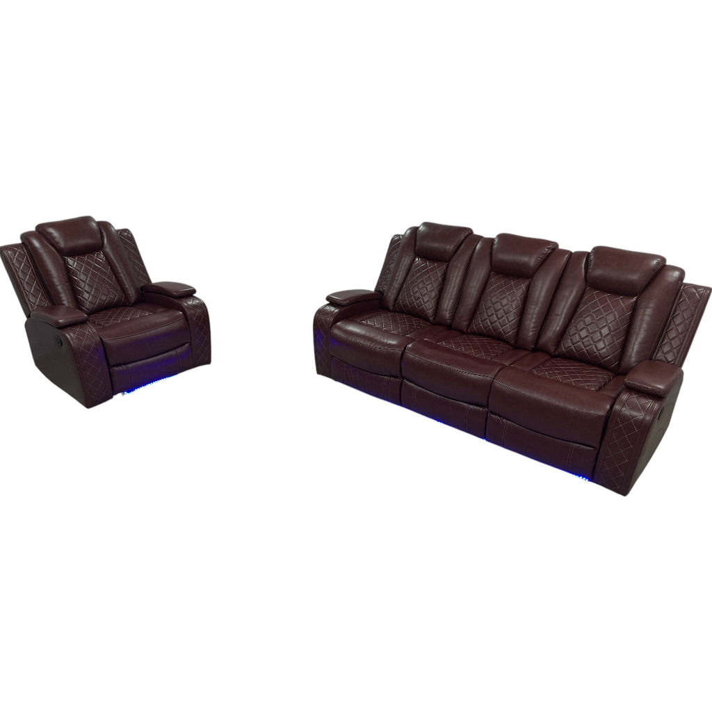 Winston Porter Charolett Breathing Leather Power Recliner Sofa with USB Ports Couch and Chair Set