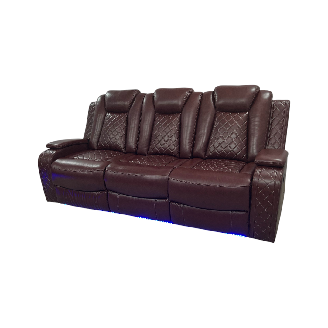 Winston Porter Charolett Breathing Leather Power Recliner Sofa with USB Ports Couch and Chair Set