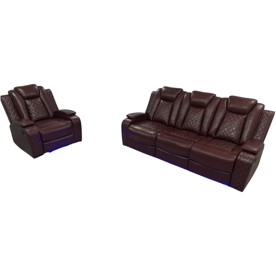 Winston Porter Charolett Breathing Leather Power Recliner Sofa with USB Ports Couch and Chair Set