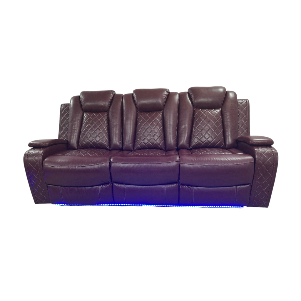 Winston Porter Charolett Breathing Leather Power Recliner Sofa with USB Ports Couch and Chair Set