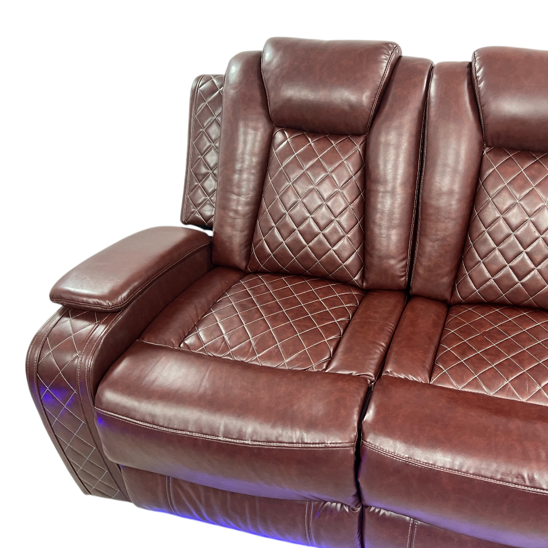 Winston Porter Charolett Breathing Leather Power Recliner Sofa with USB Ports Couch and Chair Set