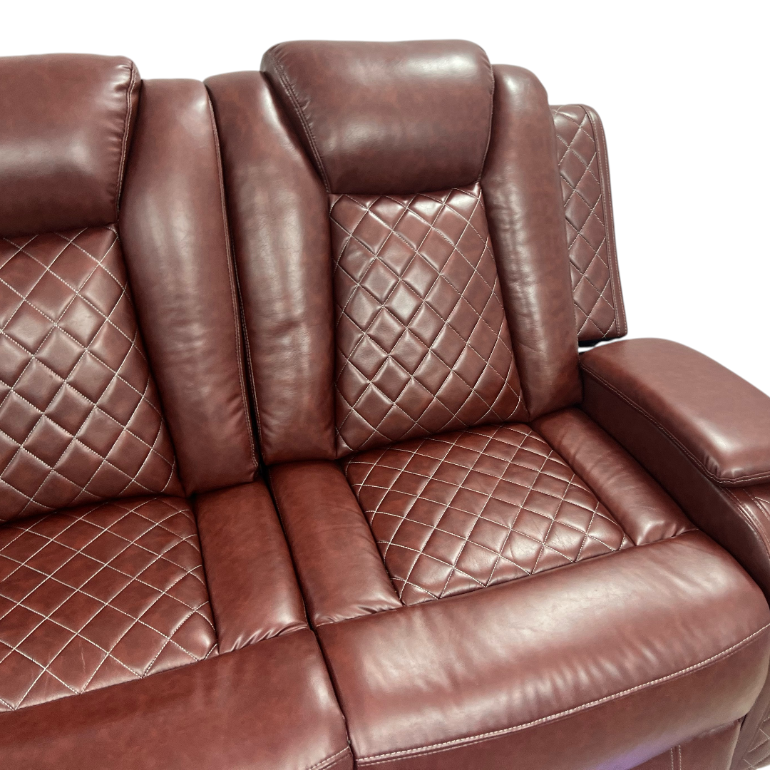Winston Porter Charolett Breathing Leather Power Recliner Sofa with USB Ports Couch and Chair Set