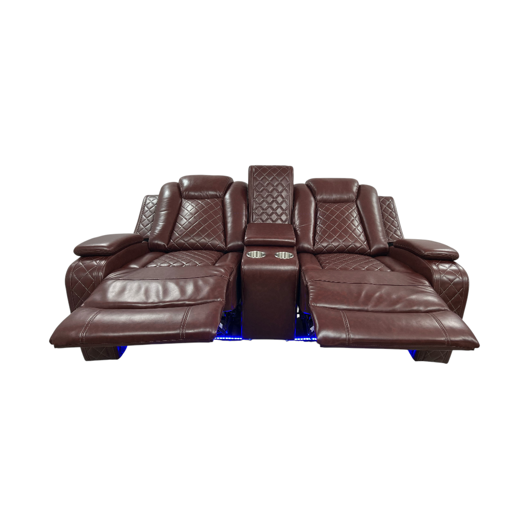 Wrought Studio Breathing Leather Power Reclining Living Room Loveseat With Middle Console