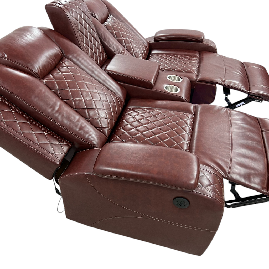 Wrought Studio Breathing Leather Power Reclining Living Room Loveseat With Middle Console